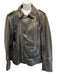 Lansky Bros Size XXL Black Leather Solid Zipper Men's Jacket Black / XXL