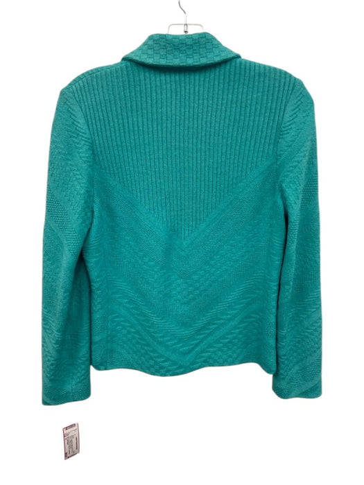 St. John Sport Size P Aqua Blue Wool & Rayon Zip Front Collared Jacket Aqua Blue / P