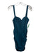 h:ours Size Medium Teal Green Nylon corset detail Side Ruching Back Zip Dress Teal Green / Medium