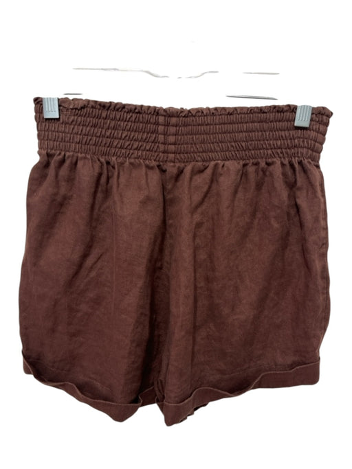 Reformation Size Small Brown Linen Elastic Waist Smocked Waist High Rise Shorts Brown / Small