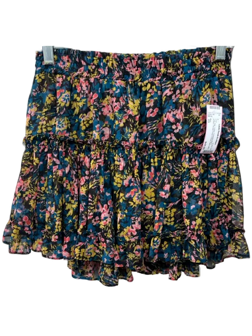 Misa Size XS Teal, Pink, Yellow Polyester Blend Metallic Thread Floral Skirt Teal, Pink, Yellow / XS