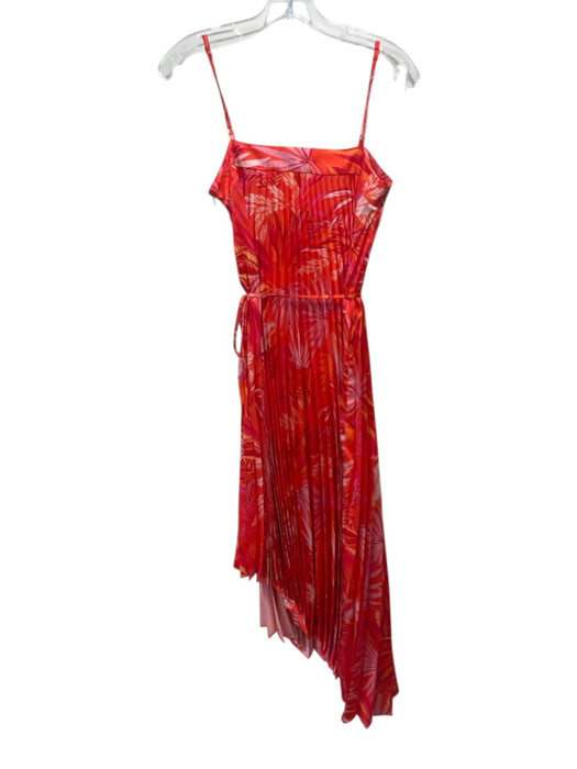 Milly Size S Orange, Pink, Multi Polyester Spaghetti Strap Accordion Pleat Dress Orange, Pink, Multi / S