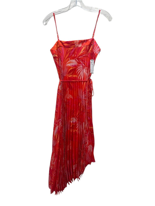 Milly Size S Orange, Pink, Multi Polyester Spaghetti Strap Accordion Pleat Dress Orange, Pink, Multi / S