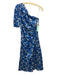 Shoshanna Size 4 Blue & White Cotton & Spandex One Sleeve Floral Print Dress Blue & White / 4