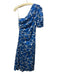 Shoshanna Size 4 Blue & White Cotton & Spandex One Sleeve Floral Print Dress Blue & White / 4