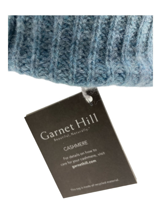 Garnet Hill Light Blue Cashmere Fur Ball Beanie Hat Light Blue