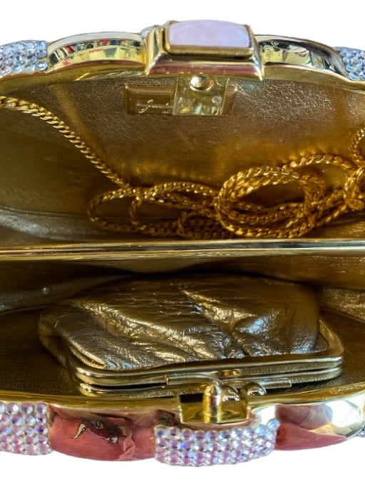 Judith Leiber Silver & Gold Metal Checked Rhinestone Hidden Snaps Bag Silver & Gold / Small
