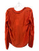 Salvatore Ferragamo Size 42 Orange Silk Pintuck V Neck Button Front Ruffle Top Orange / 42