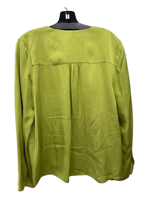 Jason Wu Size 8 Green Viscose Open Tie Front Long Sleeve Pleated Back Top Green / 8