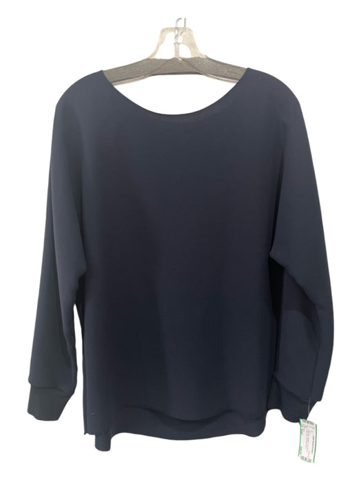 Vince Size Small Navy Blue Polyester Long Sleeve Frayed Hem Top Navy Blue / Small