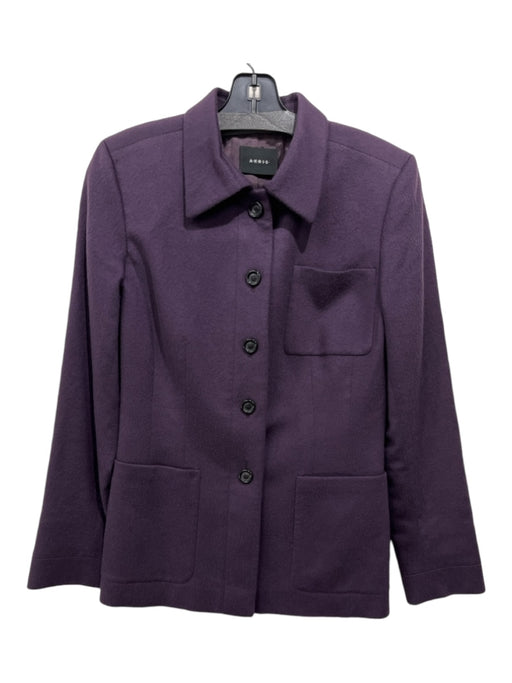 Akris Size M/L Purple Cashmere Button Up Collar Breast Pocket Jacket Purple / M/L