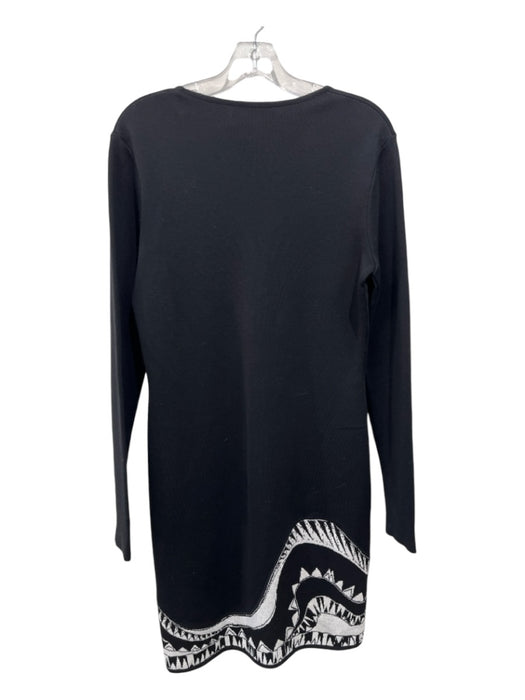 Emilio Pucci Size L Black & White Virgin Wool round Long Sleeve Knit Dress Black & White / L