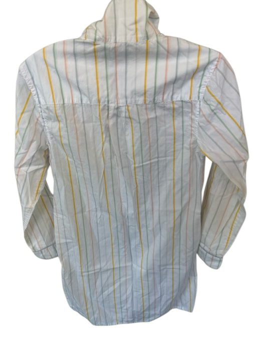 Lake Size XXS White & Multi Cotton Stripe Button Up 3/4 Sleeve Mini Dress White & Multi / XXS