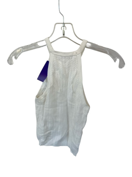 Alice + Olivia Size XS White Viscose Blend Knit High Neck Tank Top White / XS