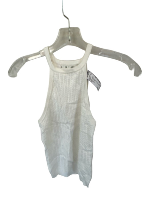 Alice + Olivia Size XS White Viscose Blend Knit High Neck Tank Top White / XS