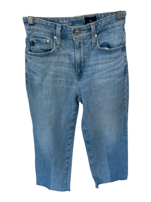 Adriano Goldschmied Size 24R Light Wash Cotton & Elastane Raw Hem Wide Leg Jeans Light Wash / 24R