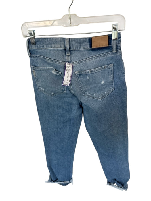 Paige Size 25 Medium Wash Cotton & Elastane Raw Hem Cropped Jeans Medium Wash / 25