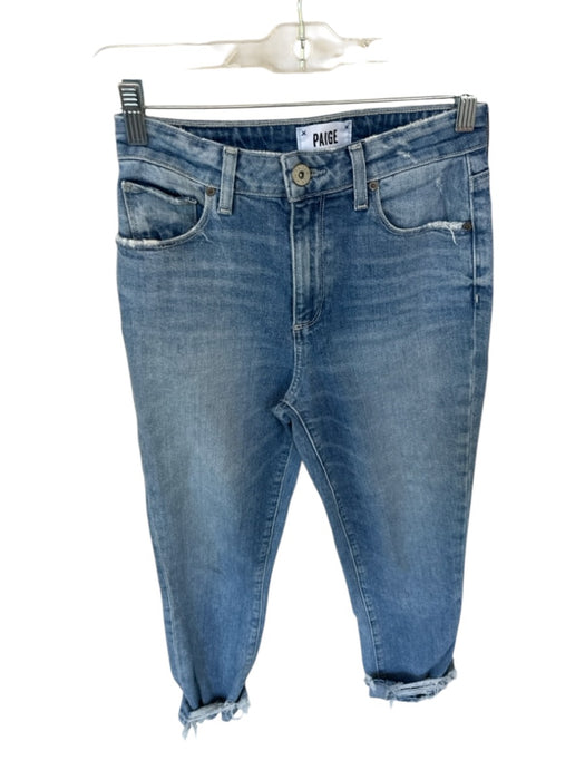 Paige Size 25 Medium Wash Cotton & Elastane Raw Hem Cropped Jeans Medium Wash / 25