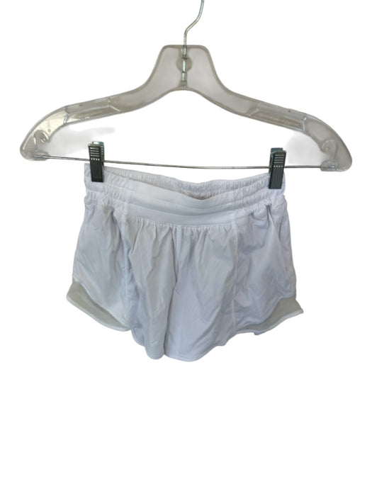 Lululemon Size 2 White Nylon & Elastane Zip Pockets Scrunch Waist Mesh Shorts White / 2