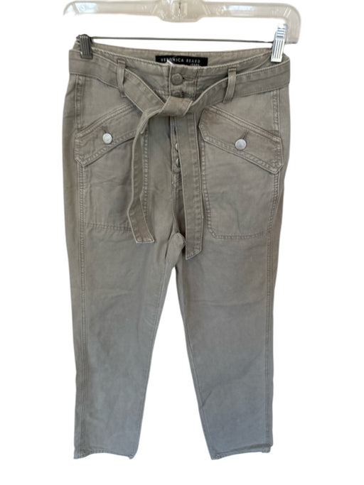 Veronica Beard Size 24 Sage Cotton Straight Leg High Rise Belt Cropped Jeans Sage / 24