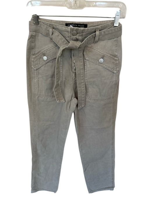 Veronica Beard Size 24 Sage Cotton Straight Leg High Rise Belt Cropped Jeans Sage / 24
