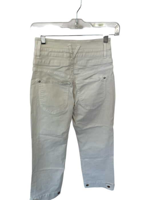 Veronica Beard Size 24 Cream Cotton Blend High Waist Straight Leg 3 Button Jeans Cream / 24