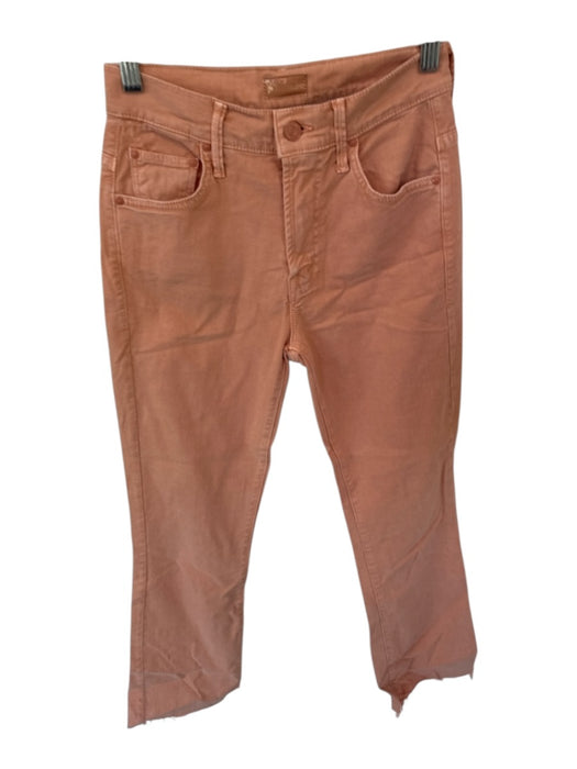 Mother Size 25 Burnt Sienna Cotton Blend Raw Hem High Waist Boot Cut Jeans Burnt Sienna / 25