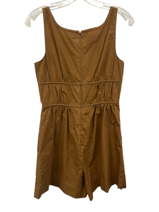Rebecca Taylor Size 2 Brown Cotton Silk Drawstring Gathered Sleeveless Romper Brown / 2