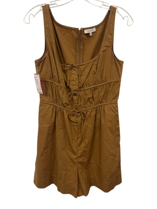 Rebecca Taylor Size 2 Brown Cotton Silk Drawstring Gathered Sleeveless Romper Brown / 2