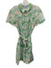Hill House Size S Blue, Green, Beige Linen Floral Button Down Cap Sleeve Dress Blue, Green, Beige / S