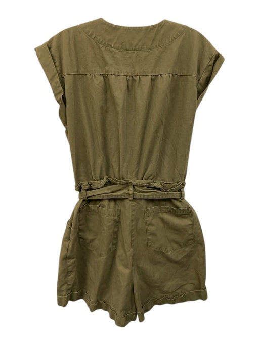 Marissa Webb Size 10 Olive Green Cotton Twill Cuffed Sash Utility Romper Olive Green / 10