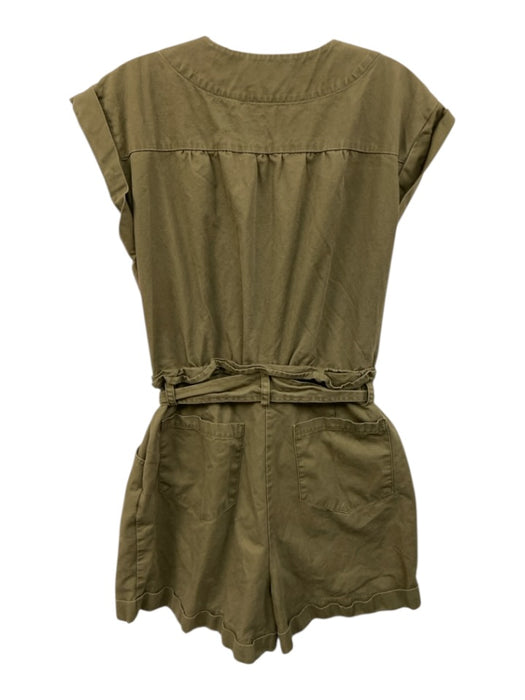 Marissa Webb Size 10 Olive Green Cotton Twill Cuffed Sash Utility Romper Olive Green / 10