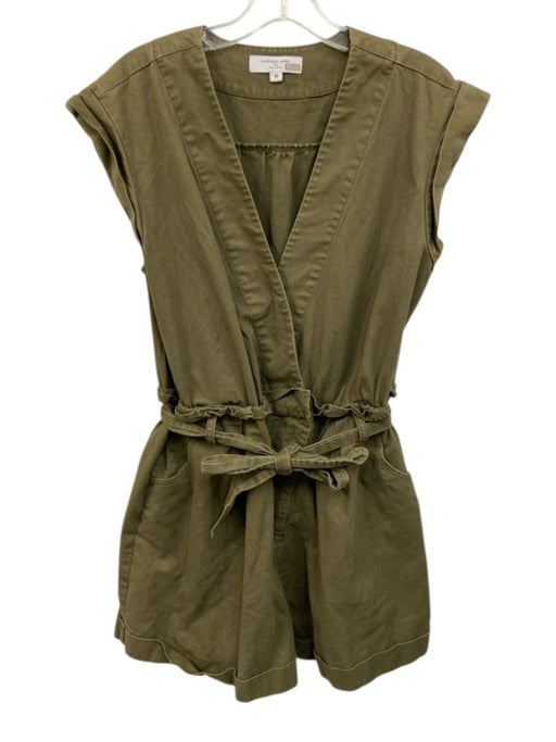 Marissa Webb Size 10 Olive Green Cotton Twill Cuffed Sash Utility Romper Olive Green / 10