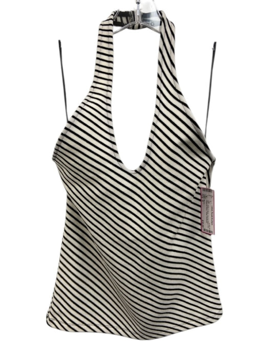 Maeve Size S White & Black Viscose Blend Knit Diagonal Stripe Halter Top White & Black / S
