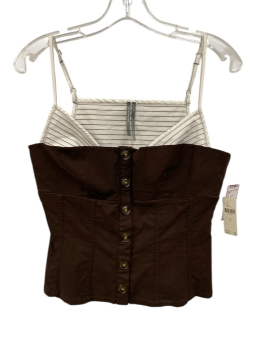 Anthropologie Size S Brown & White Viscose Blend Layered Adjustable straps Top Brown & White / S
