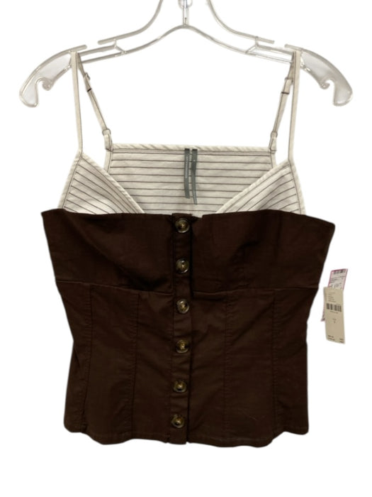 Anthropologie Size S Brown & White Viscose Blend Layered Adjustable straps Top Brown & White / S