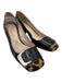 Prada Shoe Size 38.5 Black & Tan Leather & Pony Hair silver tone hardware Pumps Black & Tan / 38.5