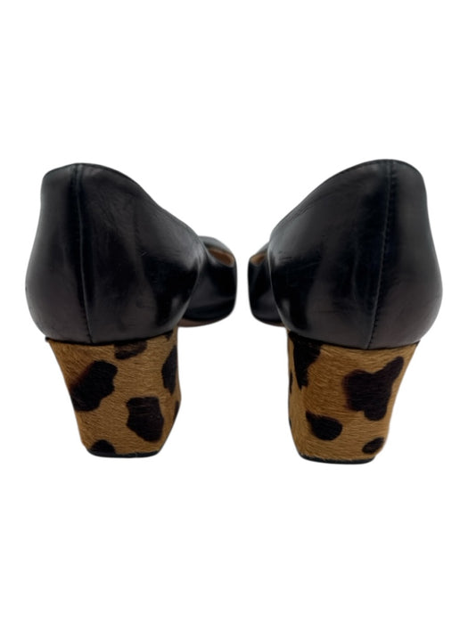 Prada Shoe Size 38.5 Black & Tan Leather & Pony Hair silver tone hardware Pumps Black & Tan / 38.5