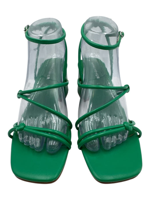 Marc Fisher Shoe Size 8.5 Green Faux Leather Strappy Ankle Buckle Sandals Green / 8.5