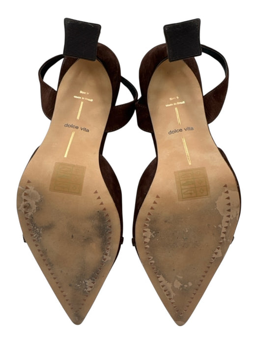 Dolce Vita Shoe Size 9 Brown Leather Upper Suede Pointed Toe Chain Link Pumps Brown / 9