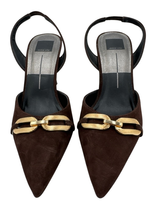 Dolce Vita Shoe Size 9 Brown Leather Upper Suede Pointed Toe Chain Link Pumps Brown / 9