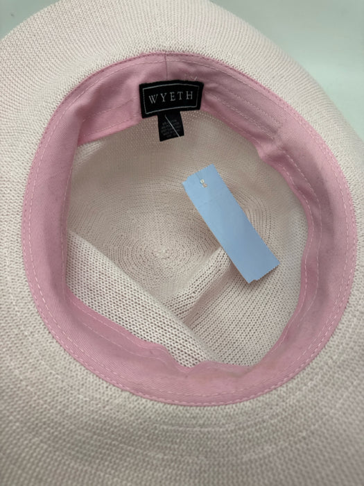 Wyeth Light Pink & Green Cotton Blend Woven Rhinestone Detail fabric strap Hat