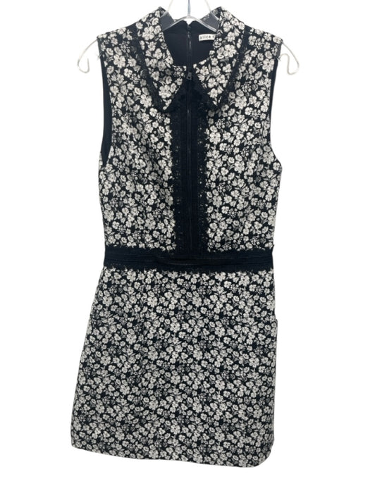 Alice + Olivia Size 12 Black, White, Gold Cotton Blend Sleeveless Collar Dress Black, White, Gold / 12