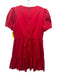 Alice + Olivia Size 12 Red Cotton Blend Short Puff Sleeve Tiered Back Zip Dress Red / 12