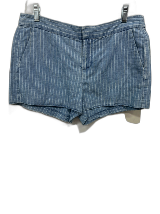 Joie Size 6 Blue & White Linen & Cotton Low Rise Pin Stripe Pockets Shorts Blue & White / 6