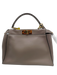Fendi Taupe Leather Top Handle Tortoise Shell Feet Crossbody Strap Bag Taupe / Medium