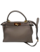 Fendi Taupe Leather Top Handle Tortoise Shell Feet Crossbody Strap Bag Taupe / Medium