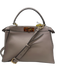 Fendi Taupe Leather Top Handle Tortoise Shell Feet Crossbody Strap Bag Taupe / Medium