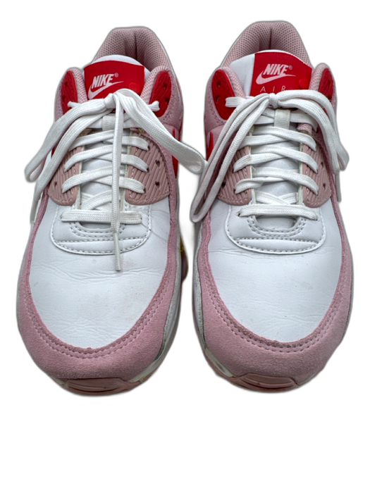 Nike Air Max Shoe Size 11 red, pink, white Leather Upper Lace Up Logo Sneakers red, pink, white / 11