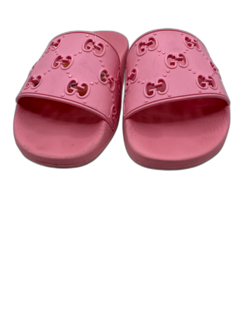 Gucci Shoe Size 41 Pink Rubber open toe GG Supreme Slide Sandals Pink / 41